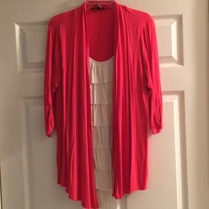 AGB Tops - 1X one piece ruffle top with attached “sweater” AGB Tops - 1X one piece ruffle top with attached “sweater”